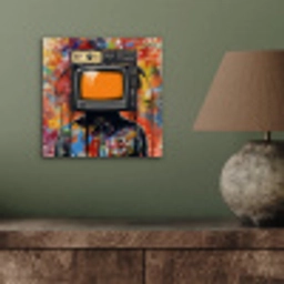 Televisie - Graffiti - Mens - Kleuren aluminium wit klein -sfeer2