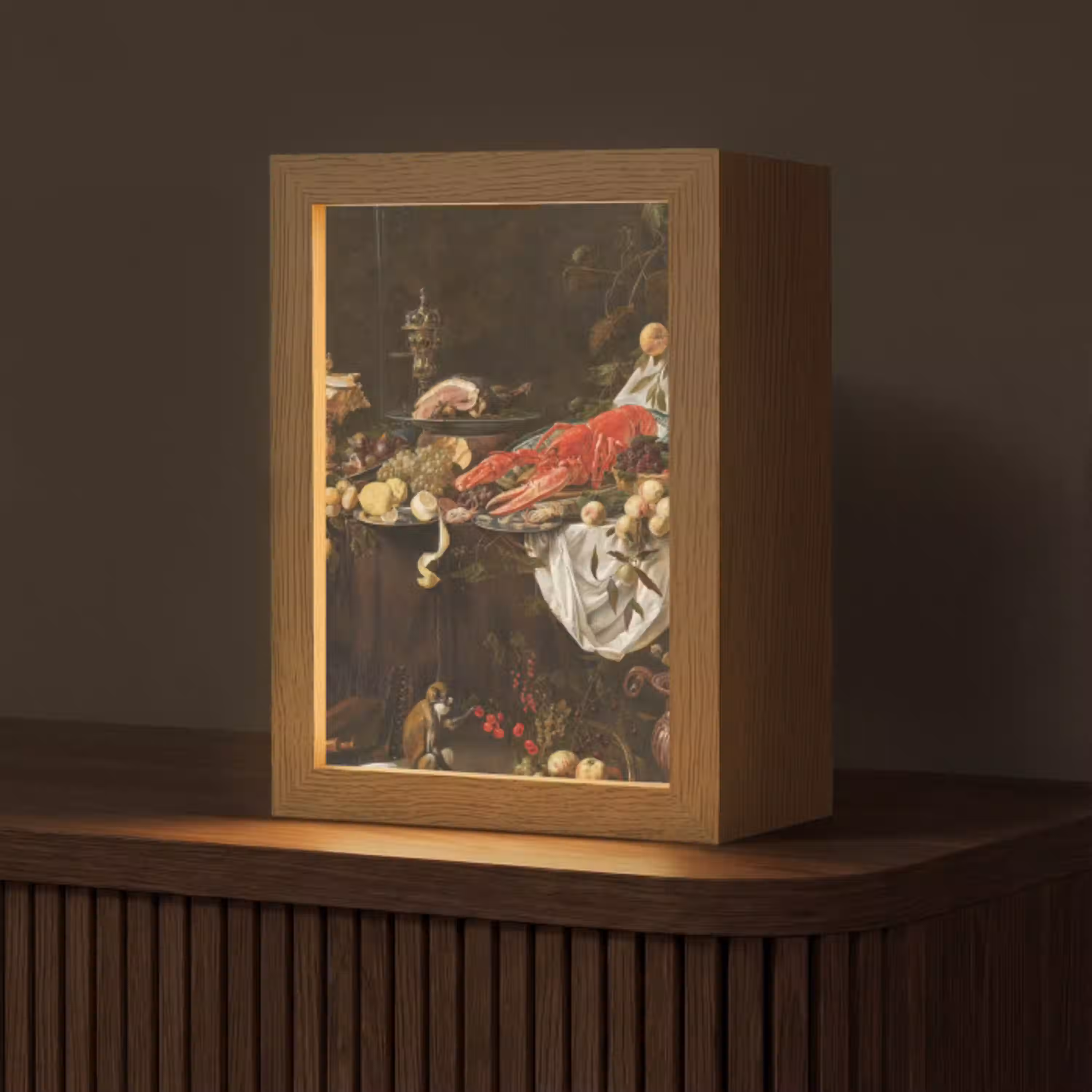 Pronkstilleven - Adriaen van Utrecht - Olieverf Light Box met kabel (Tafellamp) klein -z3d_website