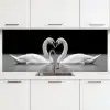 Zwanen - Hart - Zwart - Wit keuken achterwand 2 middel -3d