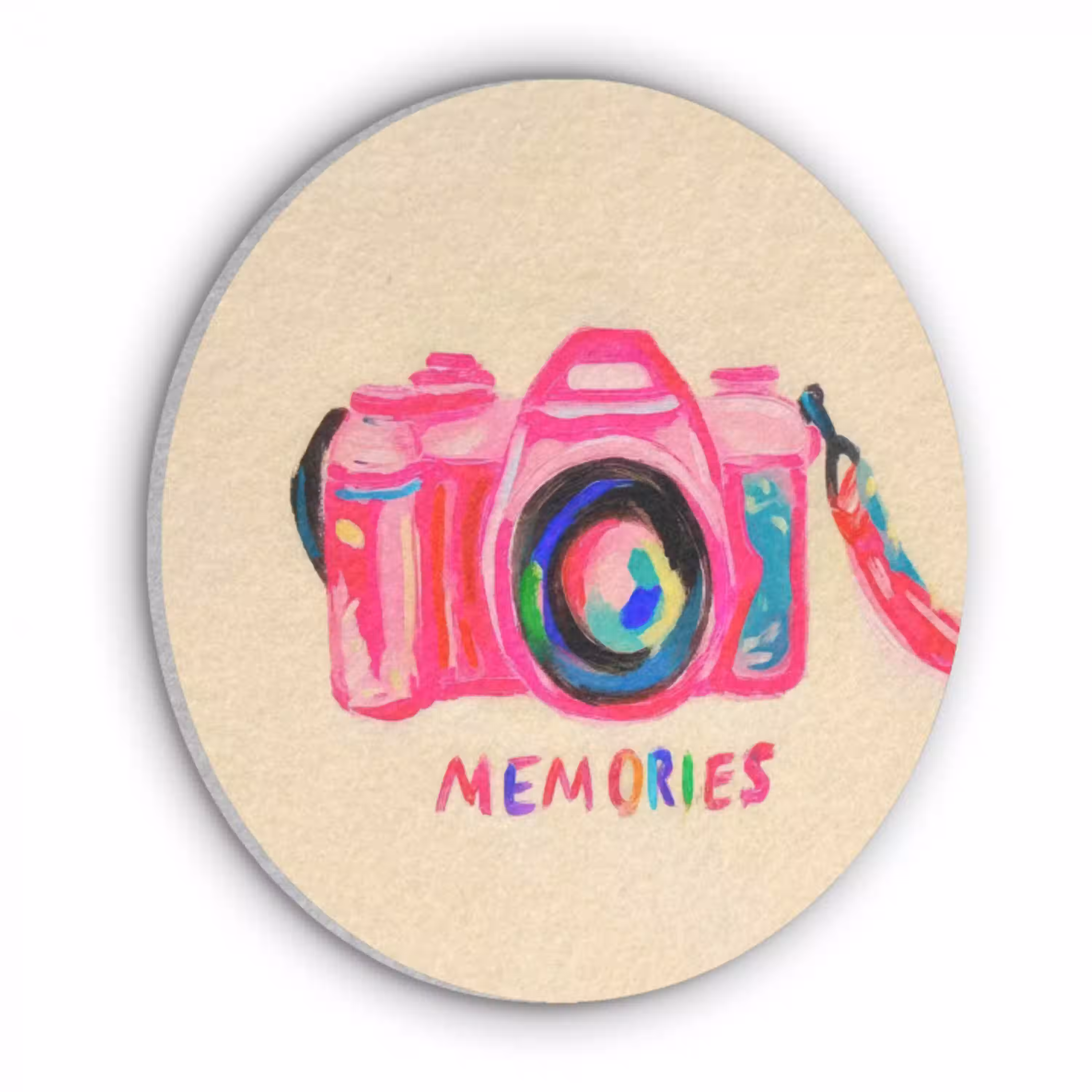 Camera - Memories - Roze - Geschilderd Akoestische PET Vilt - Rond klein -3d