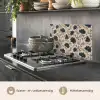 Motief - Bloemen - Zwart - Beige keuken achterwand spatscherm klein 900 -usp_NL
