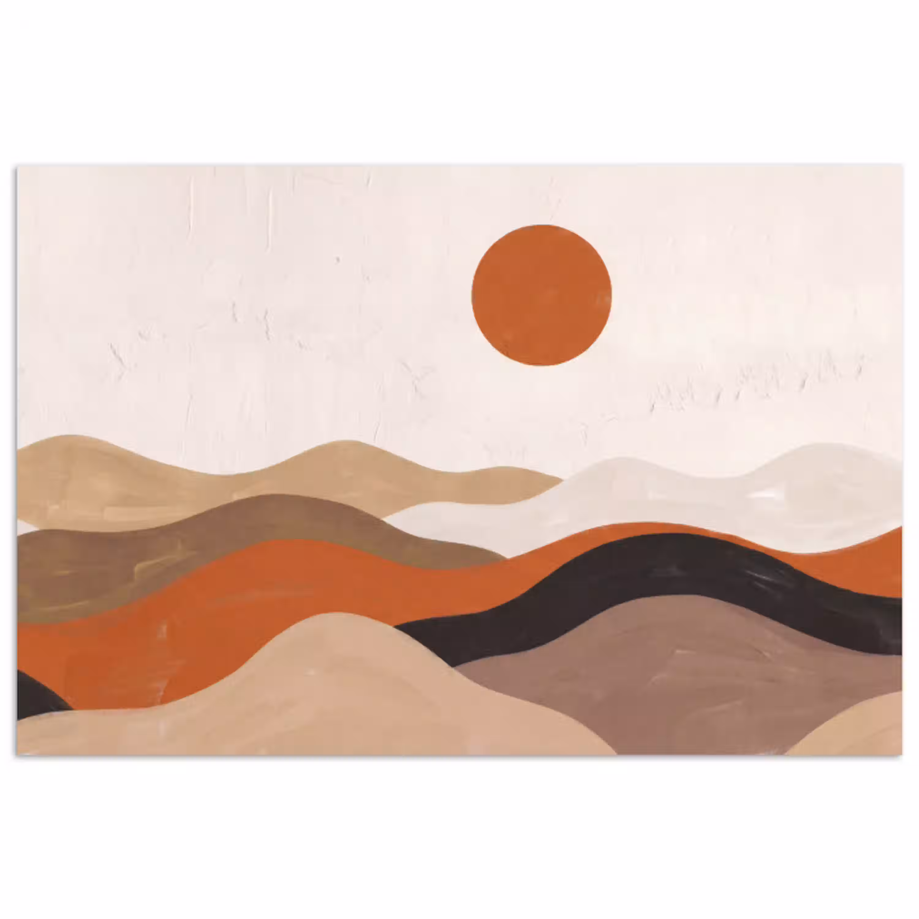 Landschap - Heuvels - Zon - Abstract - Oranje poster papier klein -3d