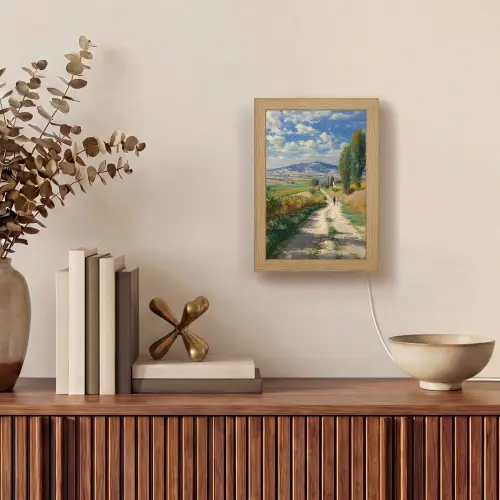Mensen - Wandelen - Zandpad - Velden Light Box met kabel (Tafellamp) klein -sfeer2