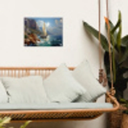 Zeilschip - Zee - Rotsen - Wolken tuinposter los doek klein -sfeer7