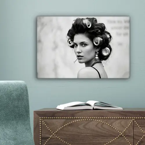 Edgy - Vrouw - Zwart - Wit canvas 2cm klein -sfeer4