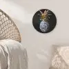 Ananas - Bloemen patroon - Goud - Delftsblauw Akoestische PET Vilt - Rond klein -sfeer4