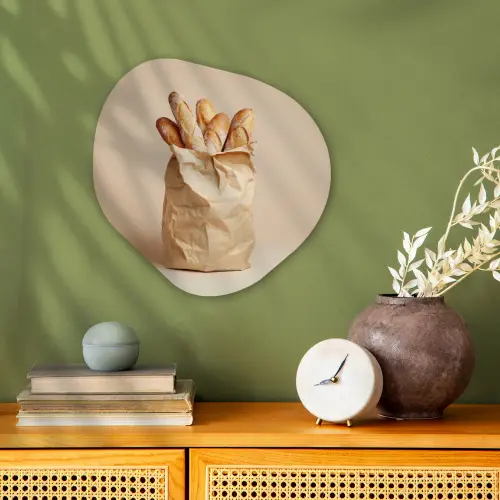 Baguette - Brood - Stokbrood - Beige Wandcirkel Organisch Forex 3mm klein -sfeer2