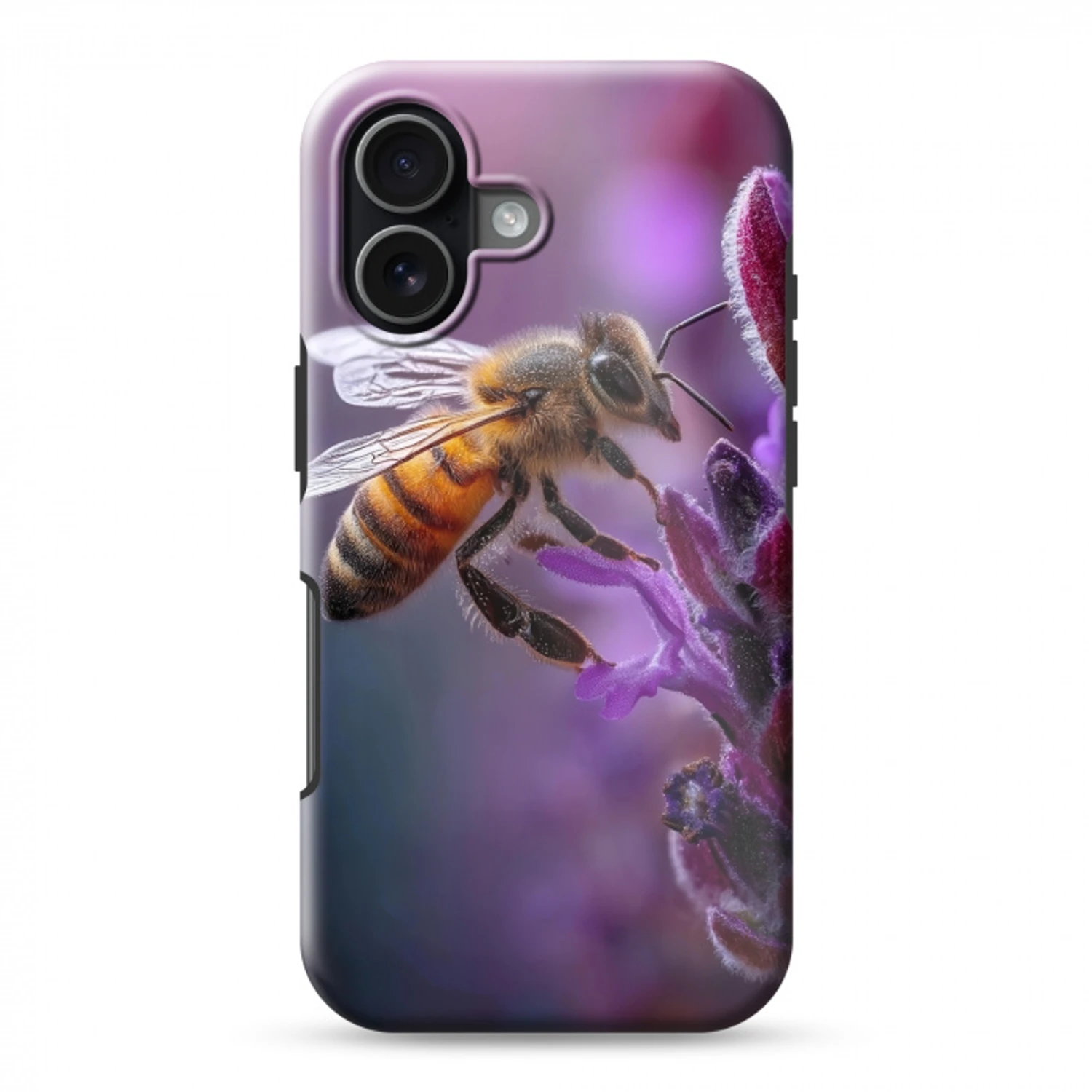 Honingbij - Paarse bloemen - Details Toughcase MagSafe Apple iPhone 17 klein -3d