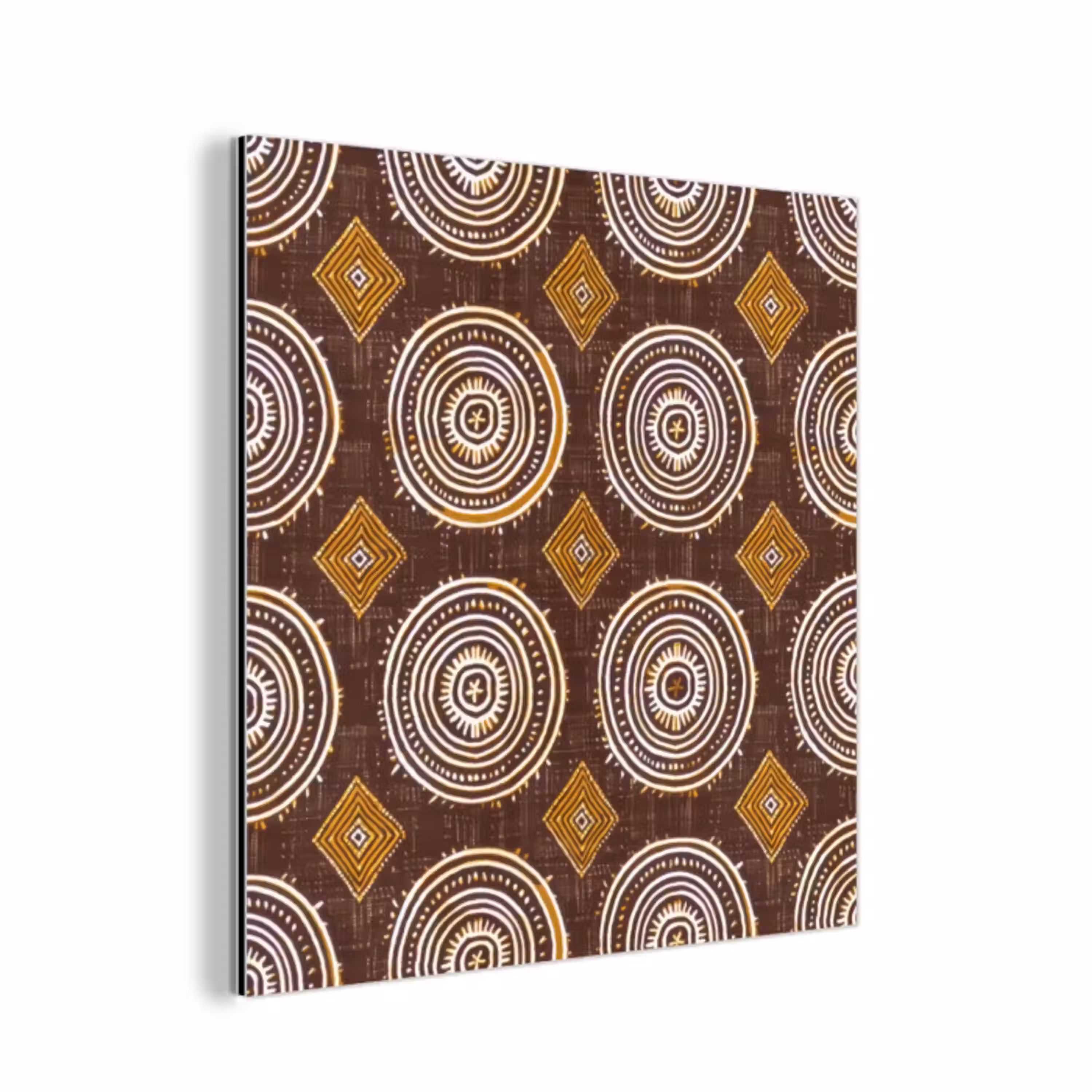 Chocoladebruin - Etnisch - Tribaal - Cirkels - Patroon aluminium wit klein 46 -3d