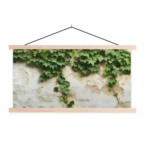 Klimop - Muur - Groen textielposter latten blank klein -3d