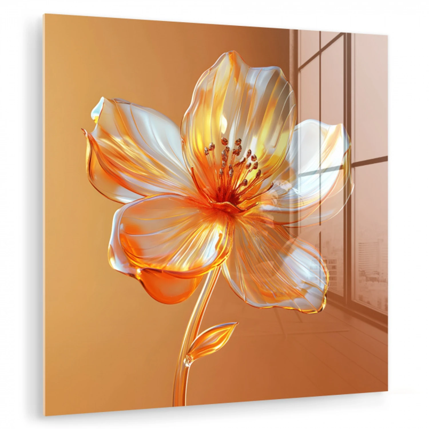 Glazen - Bloem - Oranje plexiglas 5mm klein -zzzproduct_nieuw