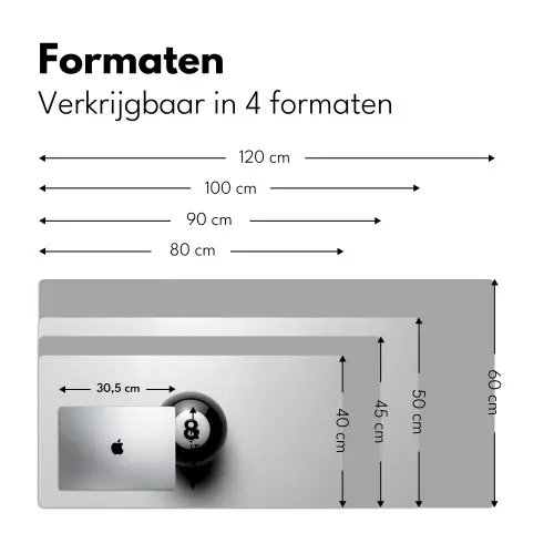 Biljartbal - Getal - Acht - Wit Muismat XXL klein -sfeer5