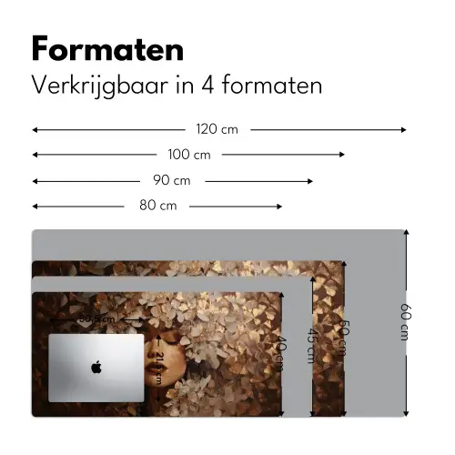 Gezicht - Vrouwe - Bladeren - Penseelstreken Muismat XXL klein -sfeer5