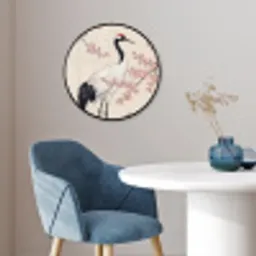 Aziatisch - Kraanvogel - Beige Fotolijst rond zonder passe partout klein -sfeer2