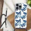 Blauw - Vlinders - Bloemen - Wit Hoesje iPhone 16 Pro Max met koord klein 804 -sfeer4