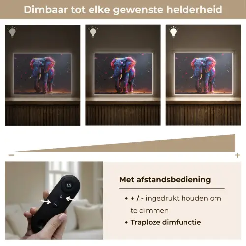 Olifant - Kleuren - Sterren - Dier Light Box met batterij (Wandlamp kind) middel -USP_dimbaarNL