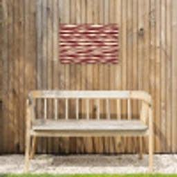 Golven - Rood - Patroon - Crème Tuinposter op houten frame 2 cm dik klein 845 -sfeer4