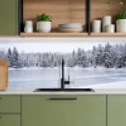 Meer - Dennen - IJs - Winter - Rustgevend keuken achterwand 2 middel -sfeer3
