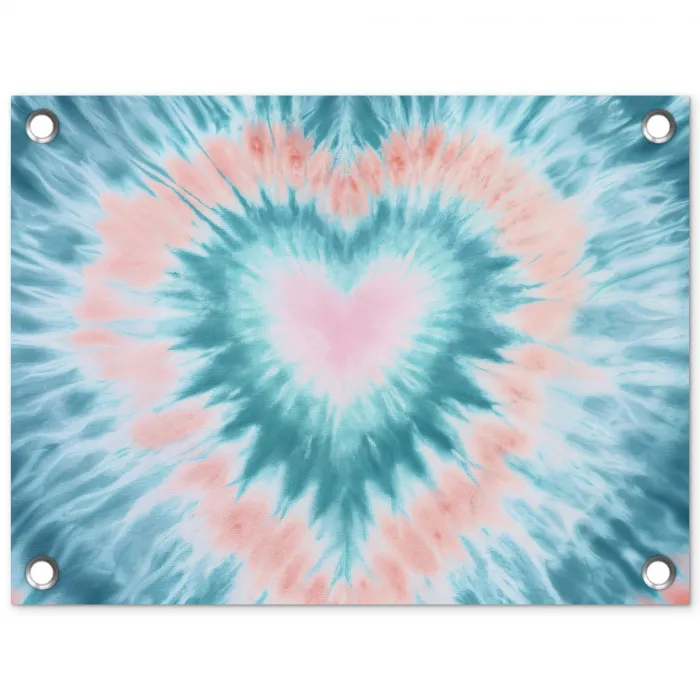 Hartvormig - Tie dye - Pasteltinten - Lichtgroen tuinposter los doek klein -3d