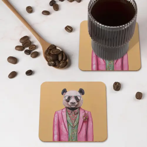 Panda - Pak - Zonnebril - Blauw onderzetter kurk middel -sfeer2