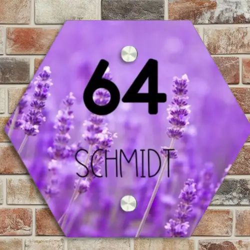 Lavendel - Modern Naambord Hexagon klein -sfeer2
