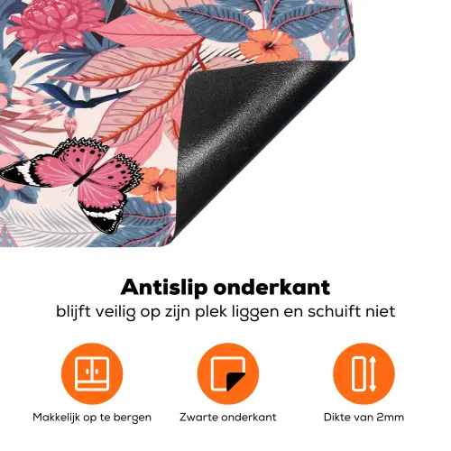 Tropisch - Zomer - Vlinder - Perzik Inductie beschermer vinyl 3mm klein 276 -zzzzzzz-td-onderkant