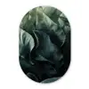 Groen - Bladeren - Glad - Nerven Wandcirkel Ovaal Glas middel -3d
