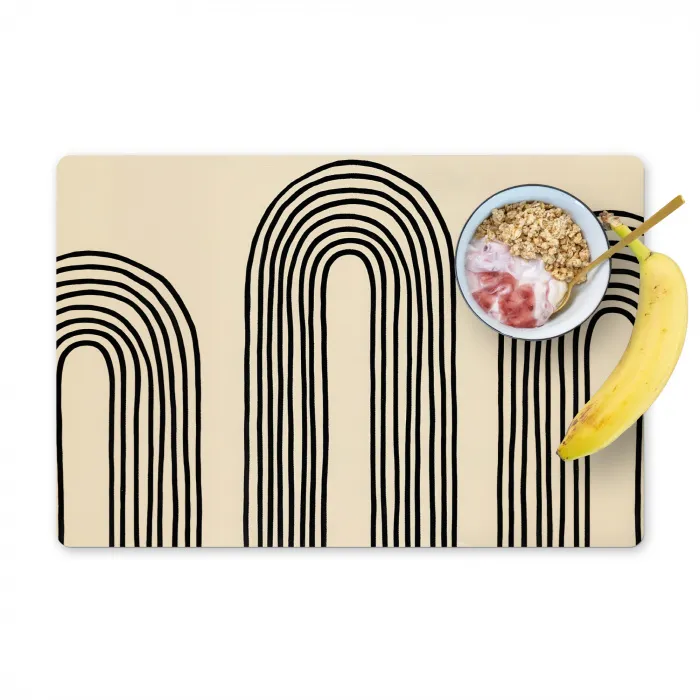 Boogvormen - Zwart - Strak Placemat vinyl groot -zzzproduct_Kitchenyeah-website
