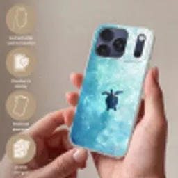 Schildpad - Zee - Blauw - Schittering Telefoonhoesje iPhone 17 Pro Max klein -sfeer3_NL