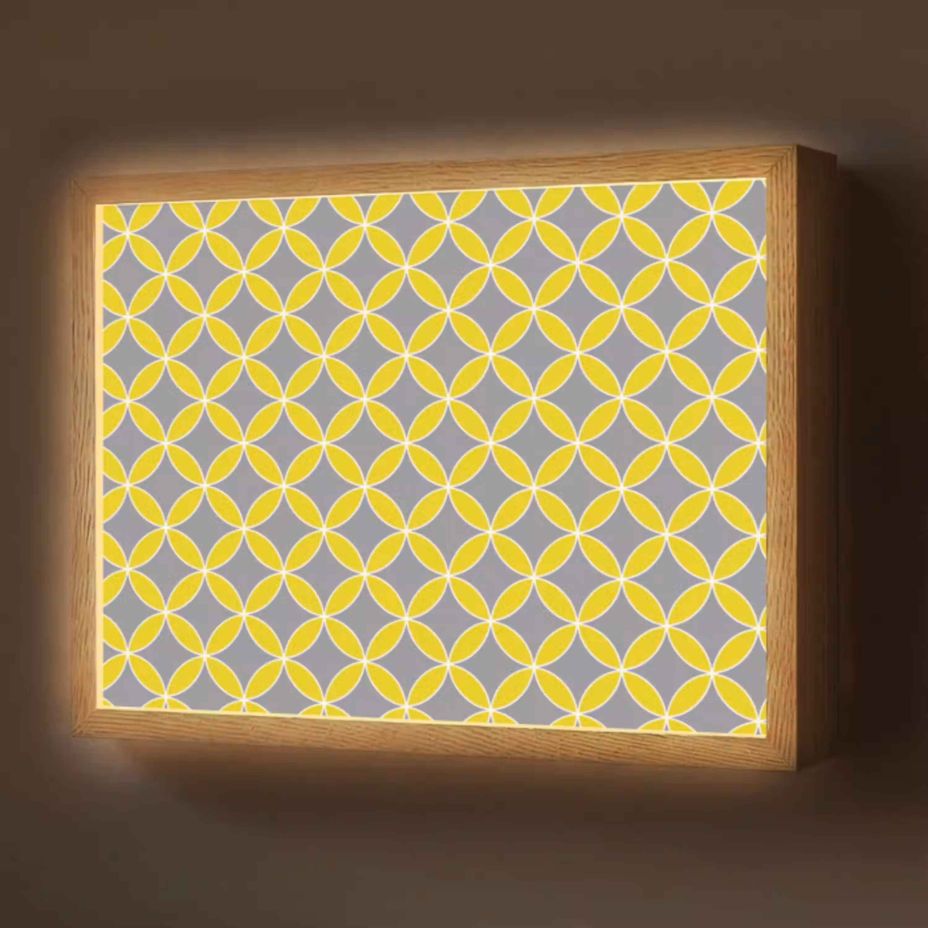 Geometrisch - Cirkels - Modern - Grijs - Geel Light Box met batterij (Wandlamp) middel 907 -z3d_website