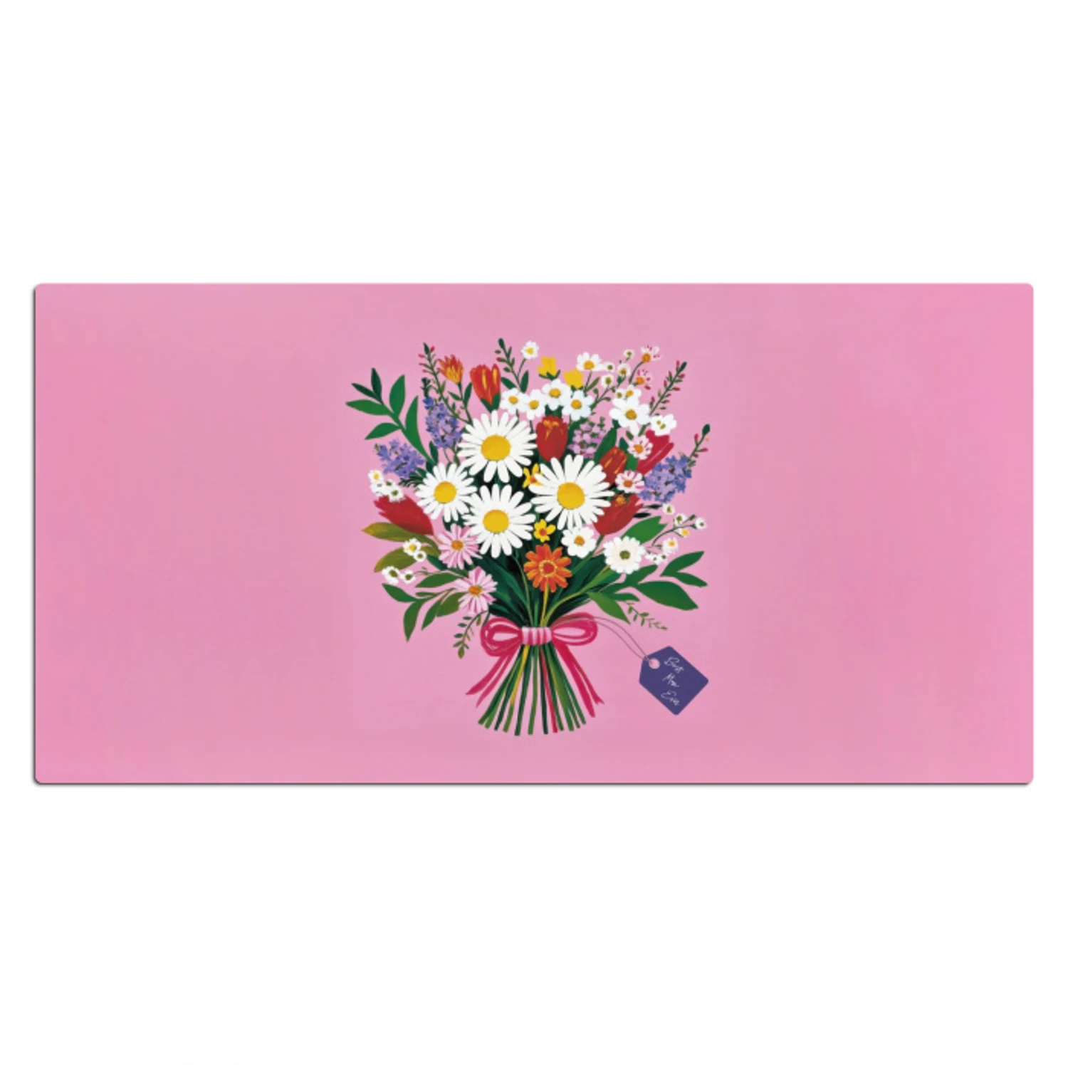 Bloemen - Quote - Kaartje - Kleurrijk Muismat XXL klein -3d_leeg