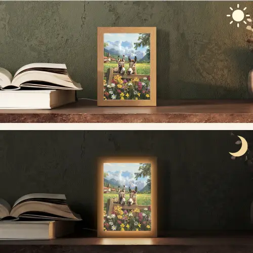 Ezels - Bloemen - Zomers Light Box met kabel (Tafellamp) klein -sfeer3