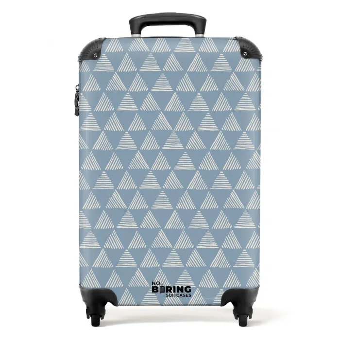 Blauw driehoeken patroon NBS - Handbagage koffer - Kinderen Unisex middel -productfoto_recht