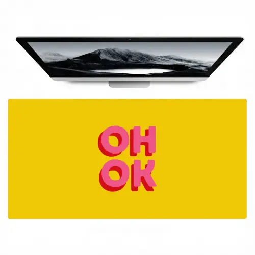 Oh ok - 3D - Geel - Roze Muismat XXL klein -zzz3d