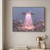 Ufo - Rozen - Pastelkleuren Textielframe zwart klein -sfeer2