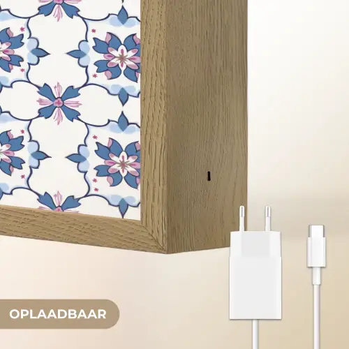 Modern - Patroon - Blauw - Roze Light Box met batterij (Wandlamp) middel 907 -USP_websiteoplaadbaarNL