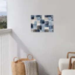 Patroon - Blauw - Vierkanten tuinposter los doek klein -sfeer8