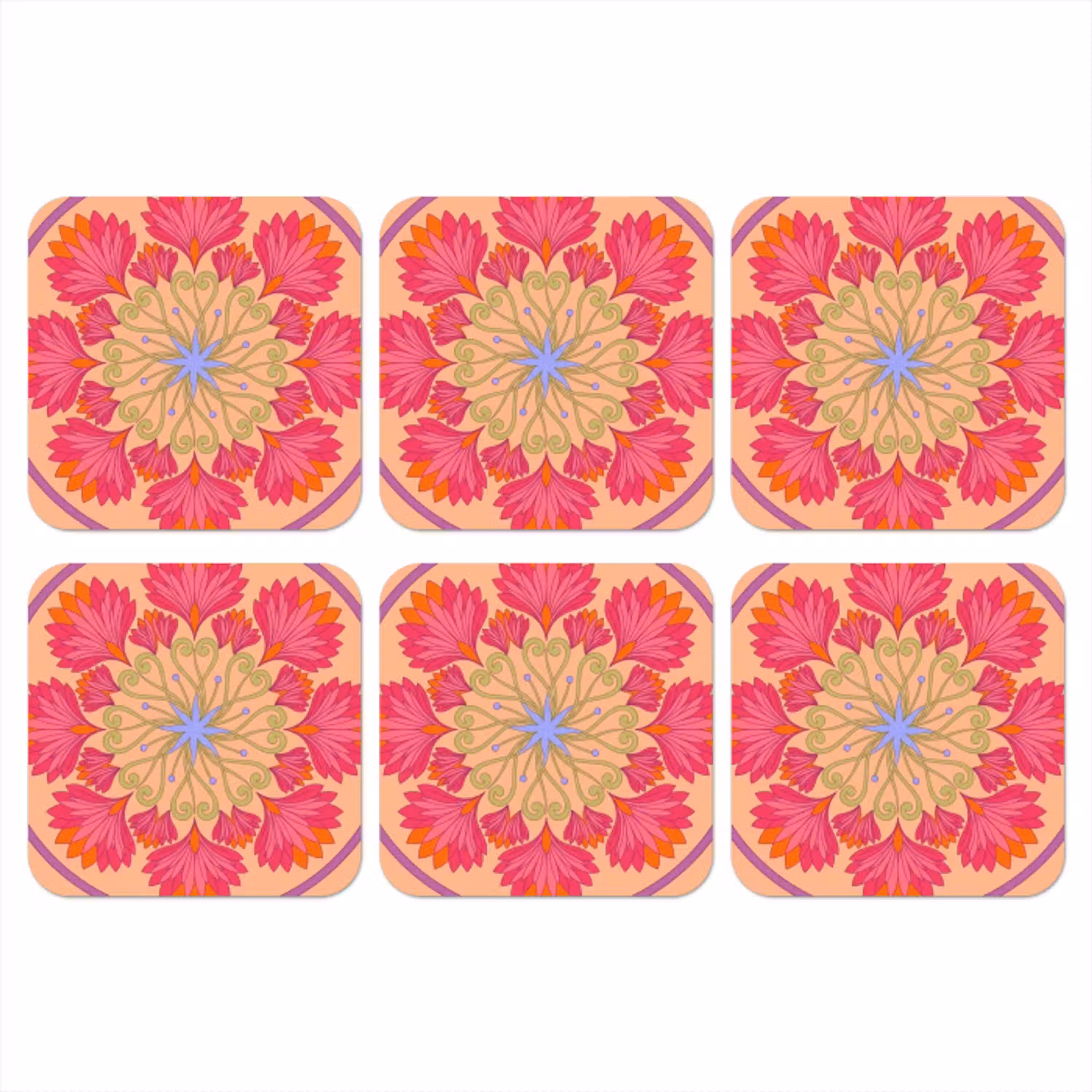 Bloemen - Patroon - Abstract - Roze - Decoratief onderzetter kurk middel -3d