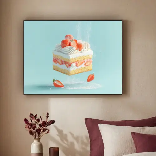 Slagroom - Taart - Blauw - Eten Textielframe zwart klein -sfeer1