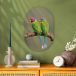 Papagaai - Tak - Natuur - Kleurrijk Wandcirkel Ovaal Forex klein -sfeer2