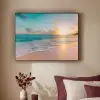 Zonsondergang - Strand - Zee - Zomer - Blauw Textielframe zwart klein -sfeer1