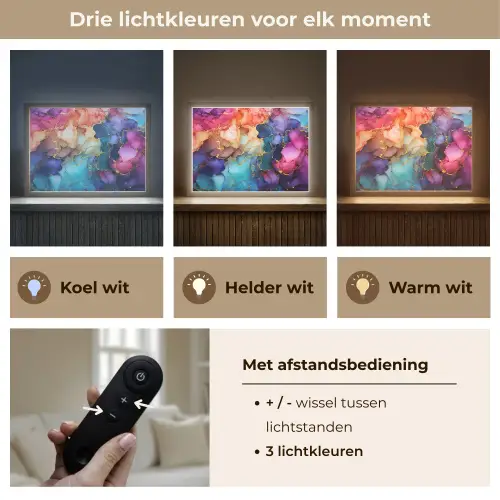 Marmer - Kleurrijk - Kleuren - Abstract Light Box met batterij (Wandlamp) middel -USP_lichtkleurNL