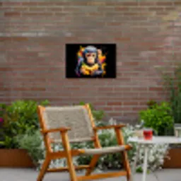 Aap - Graffiti - Kleurrijk - Bananen - Modern Tuinposter op houten frame 2 cm dik klein -sfeer3