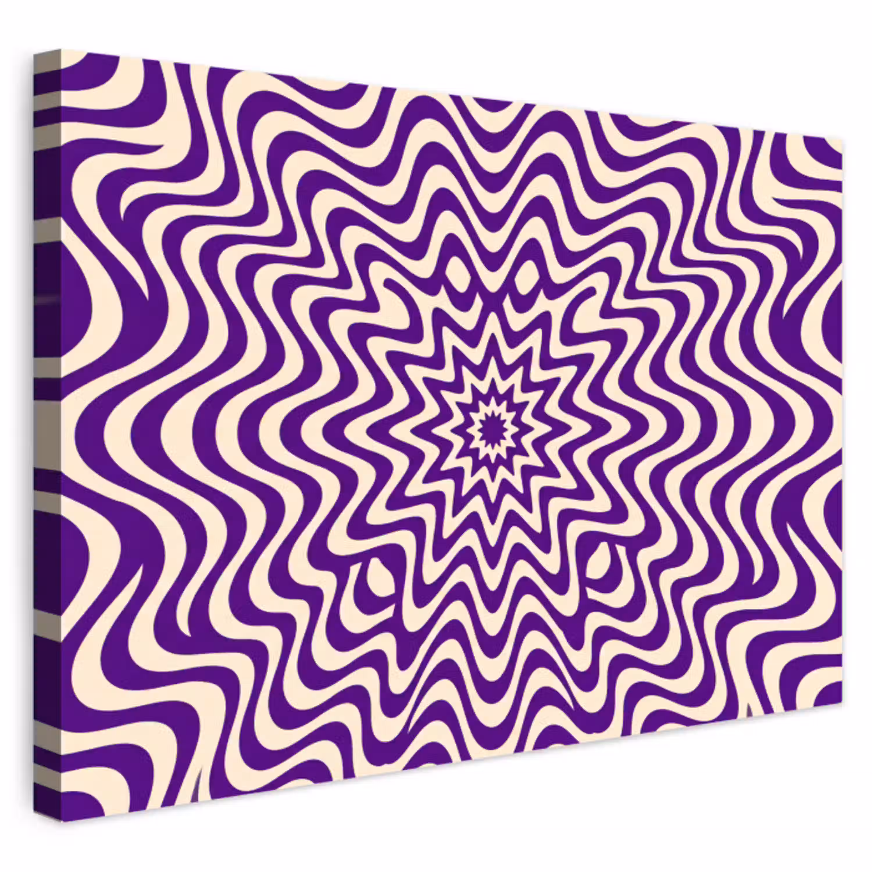 Abstract - Golven - Optisch - Modern - Paars Tuinposter op houten frame 2 cm dik klein -3d