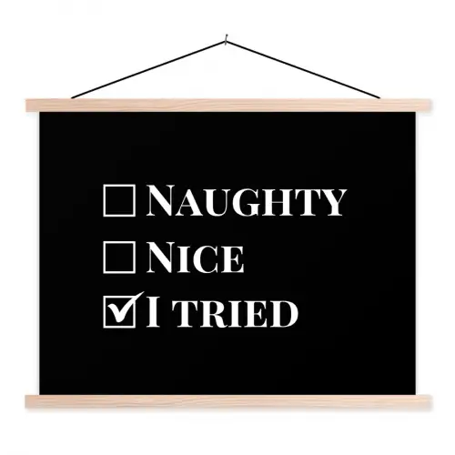 Kerst - Zwart - Wit - Quote - Grappig textielposter latten blank klein -3d
