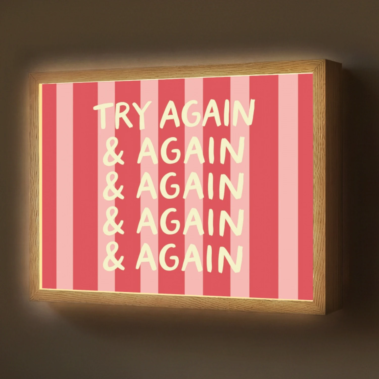 Strepen - Rood - Try again Light Box met batterij (Wandlamp) middel -z3d_website