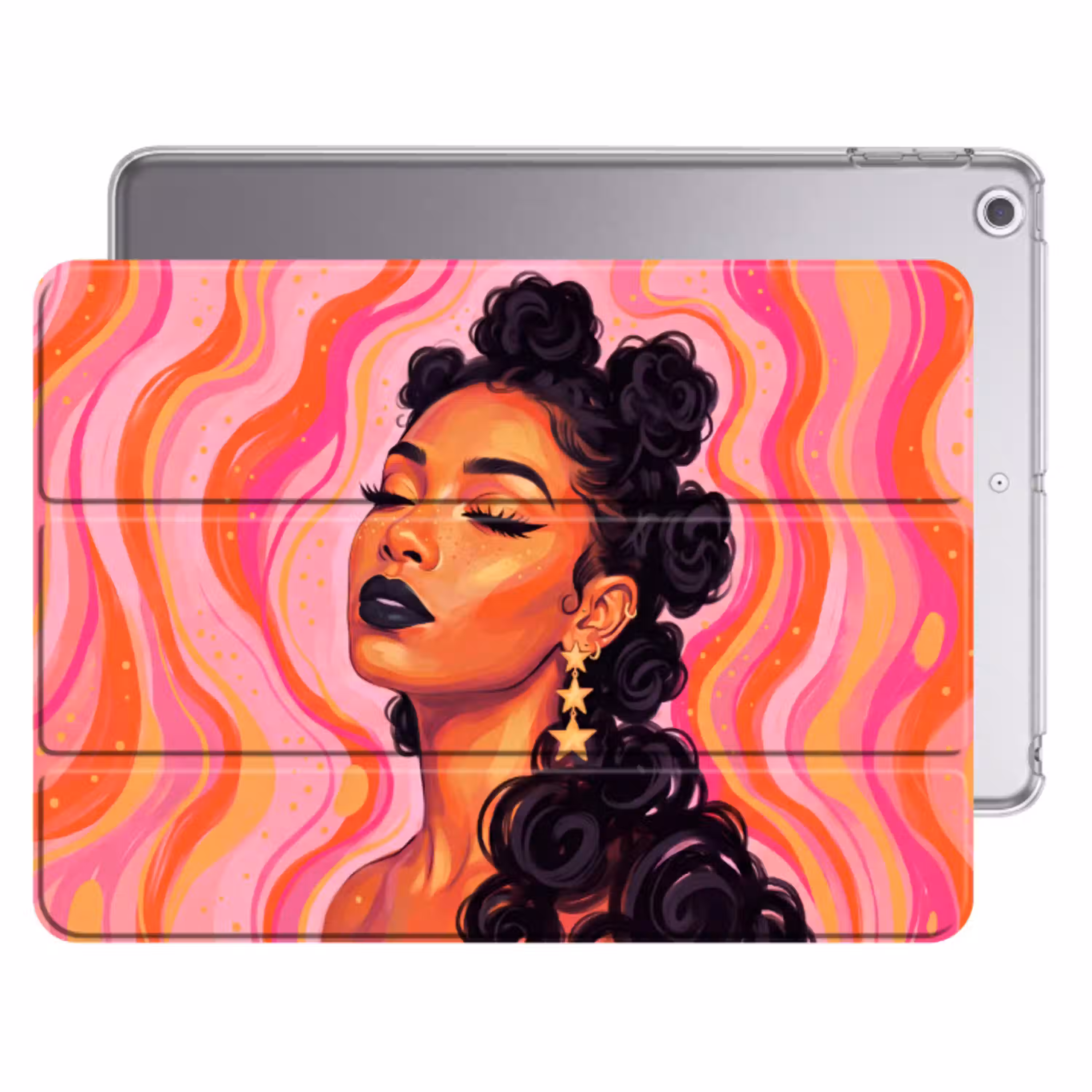 Vrouw - Portret - Abstract - Kleurrijk - Roze Apple iPad 2017 middel -threedimensional_3d_global