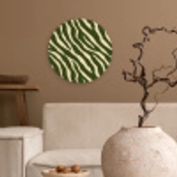 Zebra - Patroon - Groen Wandcirkel kunststof plaat 5mm dik klein 188 -sfeer1