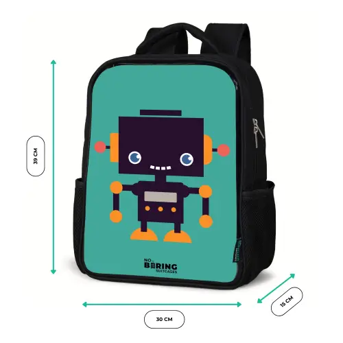 Groene robot Rugzak - Zwart middel -productfoto_formaten