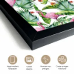 Bladeren - Flamingo - Bloemen - Jungle fotolijst zwart zonder passe partout klein -sfeer2